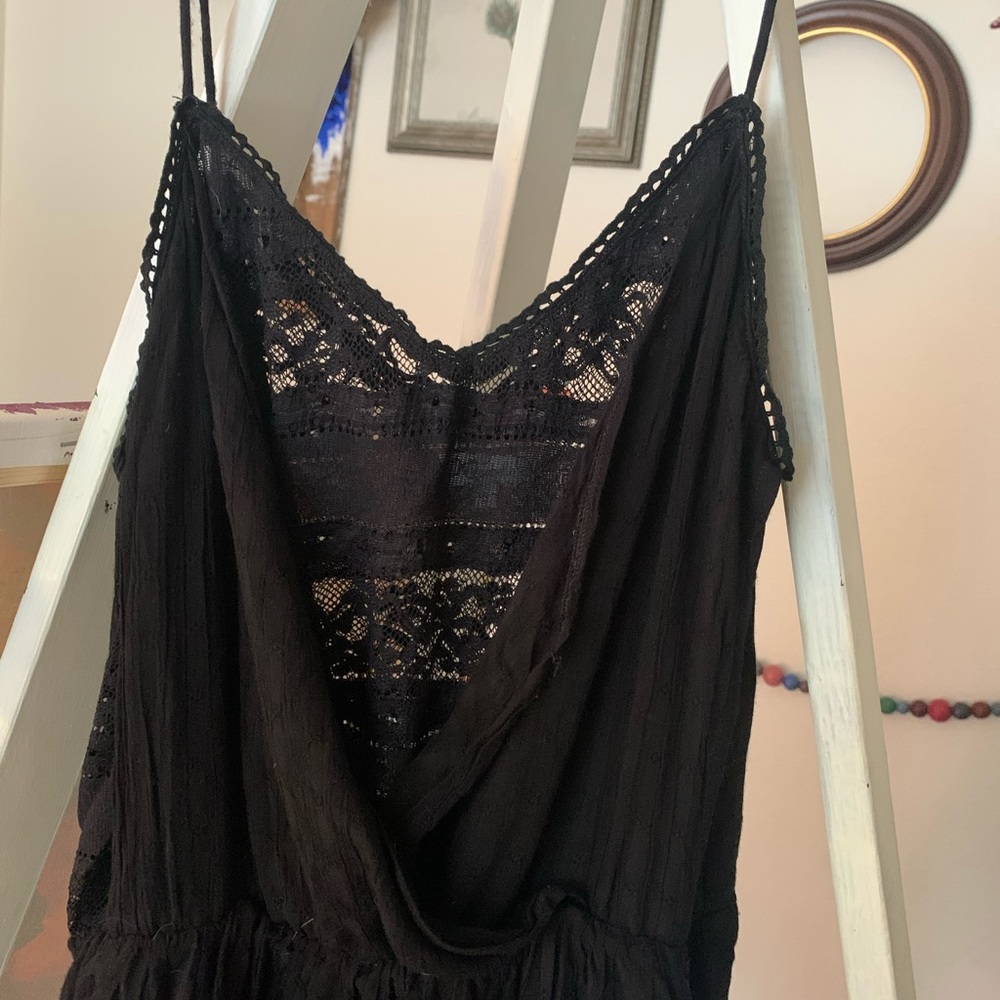 Black lacy slip dress
